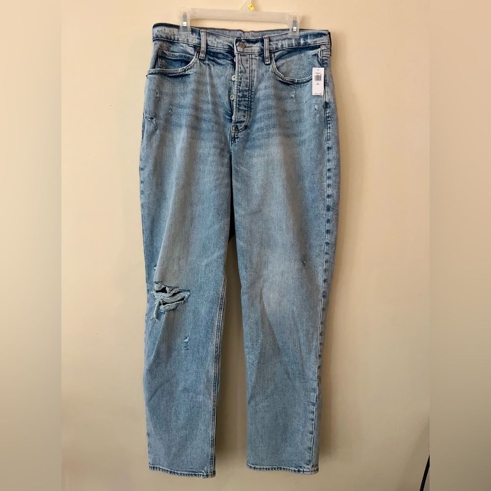 NWT Curvy Extra High-Waisted Button-Fly Sky-Hi Straight Jeans women’s 14 tall